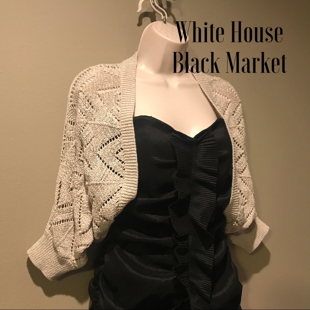 White House Black Market Cream Open-Knit Cropped Sweater